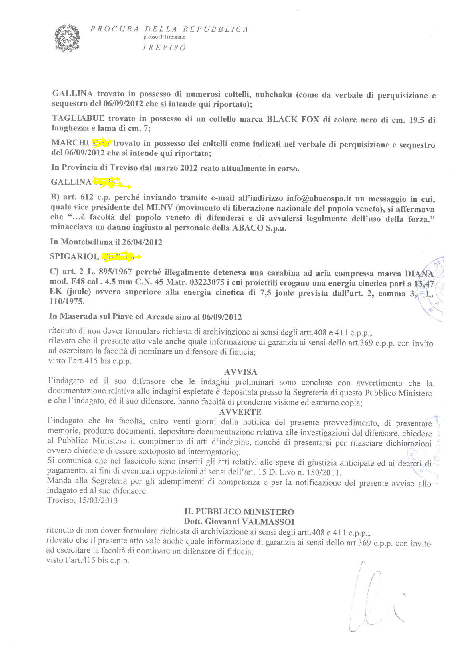 2013.03.29 - PROCURA DELLA REPUBBLICA STRANIERA ITALIANA A TREVISO - AVVISO CONCLUSIONE INDAGINI PAG.2