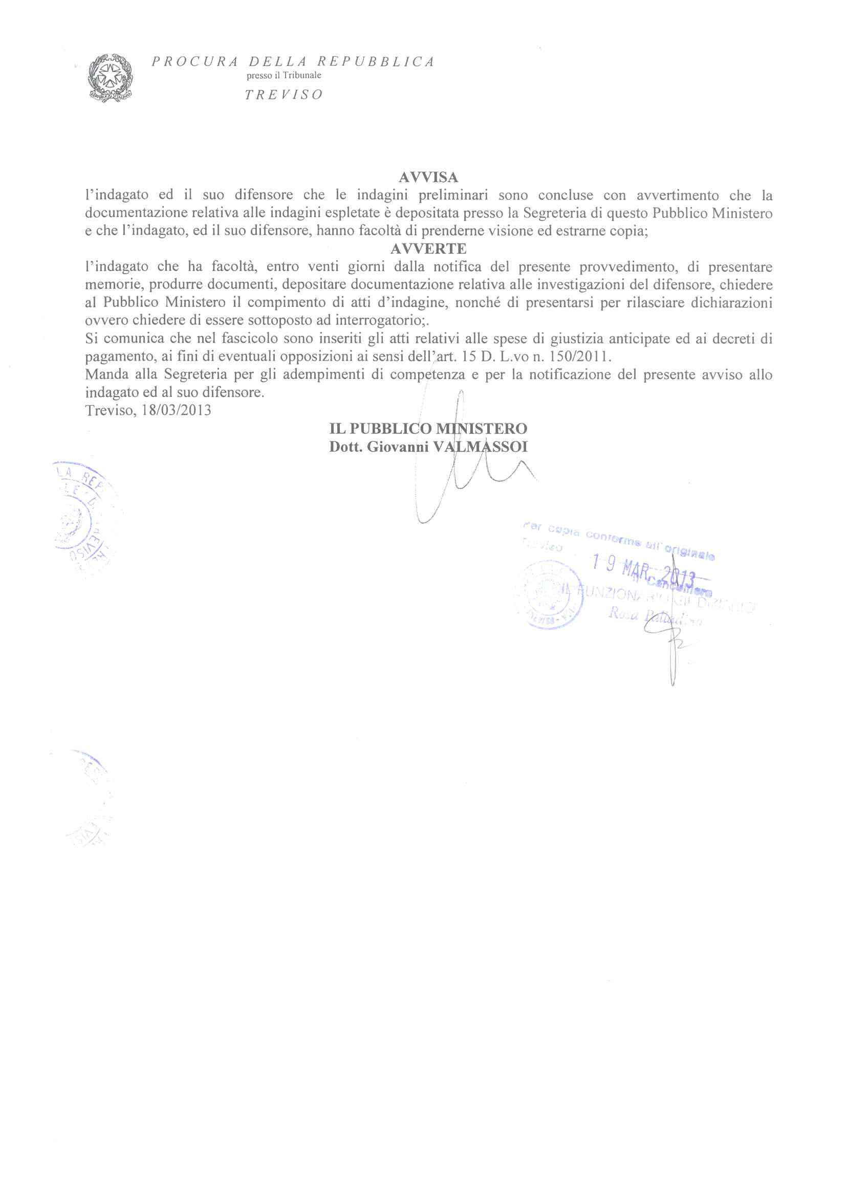 2013.03.29 - PROCURA DELLA REPUBBLICA STRANIERA ITALIANA A TREVISO - AVVISO CONCLUSIONE INDAGINI PAG.3